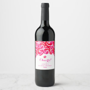 Rose in Rosa und Rot Weinetikett