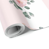 Rose in Rosa und Weiß Streifen Geschenkpapier (Rolleneckpunkt)