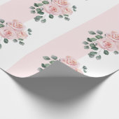 Rose in Rosa und Weiß Streifen Geschenkpapier (Ecke)