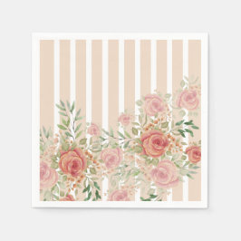 Rose in Rosa Wasserfarben Handbemalt Serviette