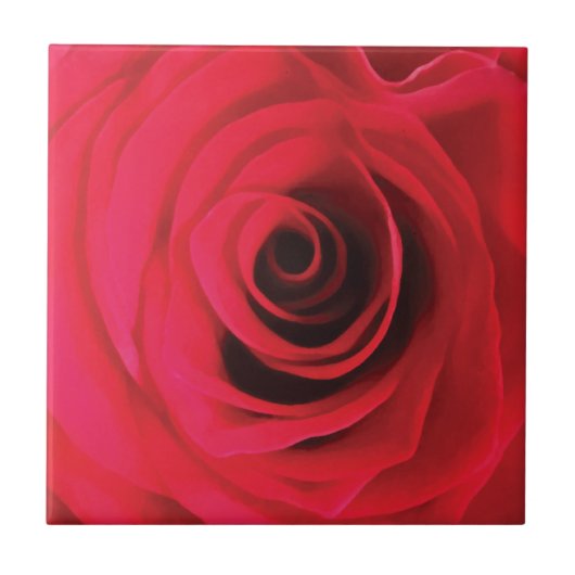 Rose in Rot Fliese (Vorderseite)
