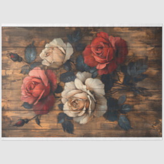 Rose in Rot und Pfirsichfarben, gestrichen Seidenpapier