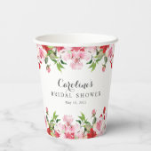 Rose in Rot und Rosa Brautparty Pappbecher (Rückseite)