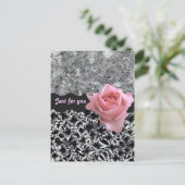 Rose in Schwarzweiß Postkarte (Stehend Vorderseite)