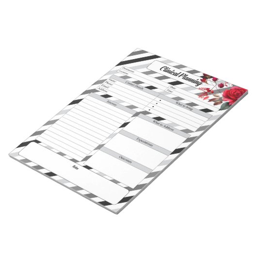 Rose in Streifen _ Klinische Planung Notizblock (angewinkelt)