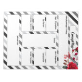 Rose in Streifen _ Konzeptkarte Notizblock (Vorderseite)