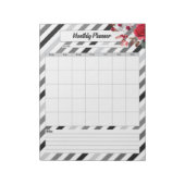 Rose in Streifen _ Monatlicher Planer Notizblock (Rotiert)