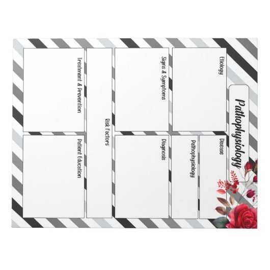 Rose in Streifen _ Pathophysiologie Temp Notizblock (Vorderseite)