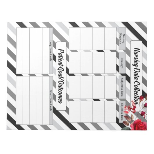 Rose in Streifen _ Pflege von Daten Notizblock (Vorderseite)