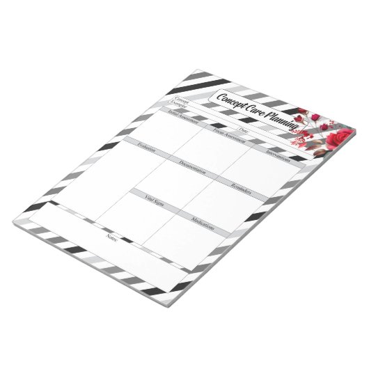 Rose in Streifen _ Planung der Concept Care Notizblock (angewinkelt)