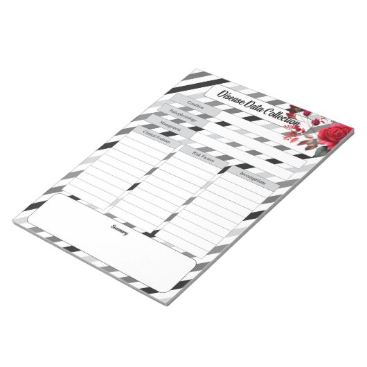 Rose in Streifen _ Sammlung von Krankheitsdaten Notizblock (angewinkelt)