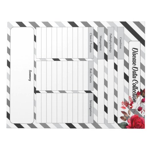 Rose in Streifen _ Sammlung von Krankheitsdaten Notizblock (Vorderseite)