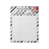 Rose in Strichen _ Schlüsselbegriffe zur Erinnerun Notizblock (Rotiert)