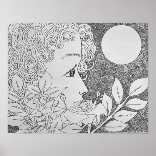 Rose in Tinte Poster (Vorne)