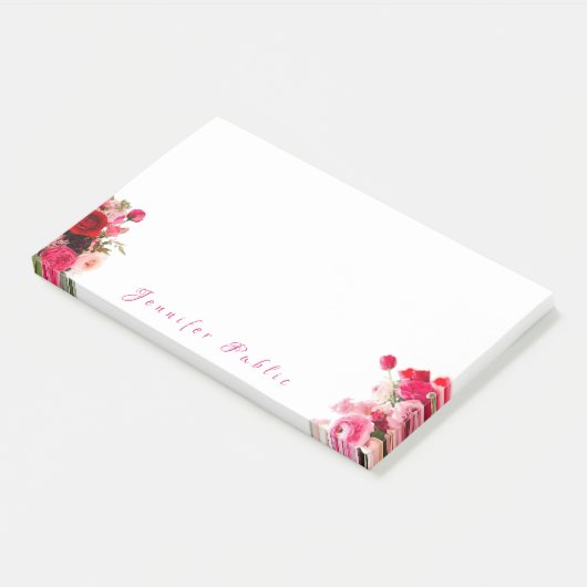 Rose in Wasserfarben behandeln Skriptname-Text Post-it Klebezettel (angewinkelt)