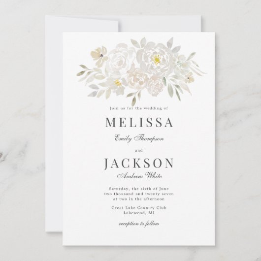 Rose in Wasserfarben, die einladen Einladung (Vorderseite)