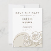 Rose in Weiß und Beige Save The Date (Vorderseite)