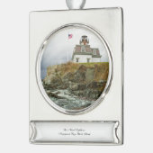 Rose Island Leuchtturm Banner-Ornament Silber (Links)