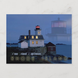 Rose Island Leuchtturm in der Nacht, Rhode Island Postkarte