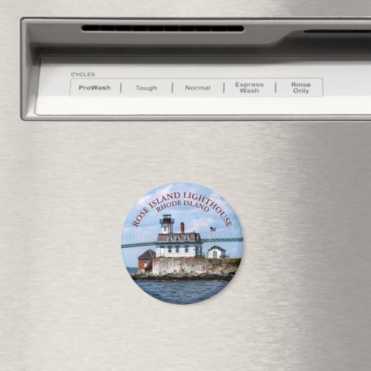 Rose Island Lighthouse, Rhode Island Round Magnet (In Situ (Geschirrspüler))