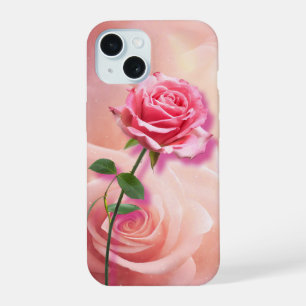 Rose ist eine Rose - Rosa Rose auf rosa Hintergrun iPhone 15 Hülle