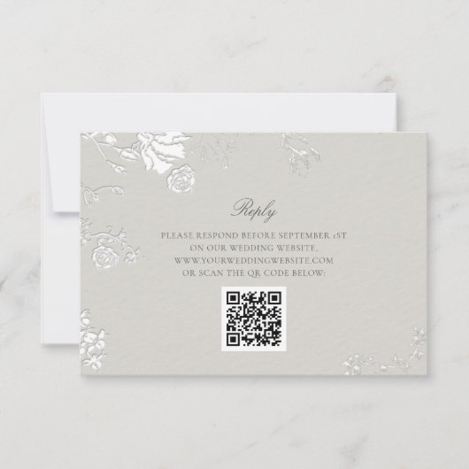 Rose Ivory Sonnet Formal Classic QR Code Hochzeit RSVP Karte (Vorderseite)