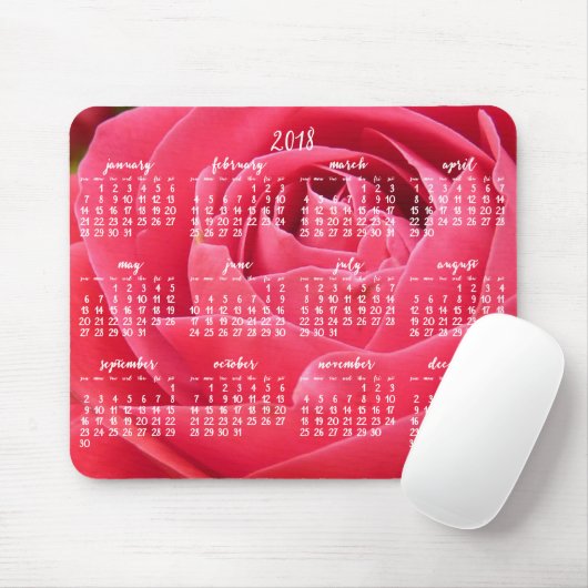 Rose Jährlicher Kalender 2018 Mauspads (Mit Mouse)