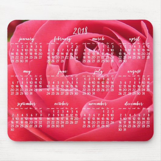 Rose Jährlicher Kalender 2018 Mauspads (Vorne)