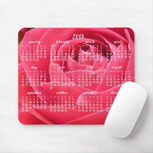 Rose Jährlicher Kalender 2019 Mauspads (Mit Mouse)