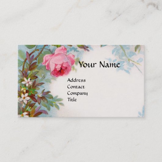 ROSE, JASMINE IN BLAU, FEINKELGEM MONOGRAMM weiß Visitenkarte (Vorderseite)