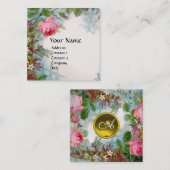 ROSE & JASMINEN-MONOGRAMM FÜR BLUMENGELBEN QUADRATISCHE VISITENKARTE (Vorne/Hinten)