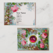 ROSE & JASMINEN MONOGRAMM GEM fuchsia weiß Visitenkarte (Vorne/Hinten)