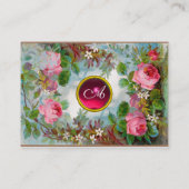 ROSE & JASMINEN MONOGRAMM GEM fuchsia weiß Visitenkarte (Rückseite)