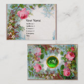 ROSE & JASMINES FLORAL MONOGRAM GREEN GEM Pearl Visitenkarte (Vorne/Hinten)