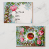 ROSE & JASMINES MONOGRAM GEM rote Leinen Visitenkarte (Vorne/Hinten)