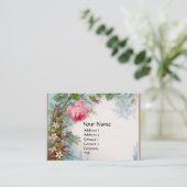 ROSE & JASMINES MONOGRAM GEM rote Leinen Visitenkarte (Stehend Vorderseite)