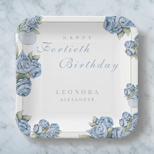 Rose JEDER Meilenstein Blumengestein Geburtstag Pappteller