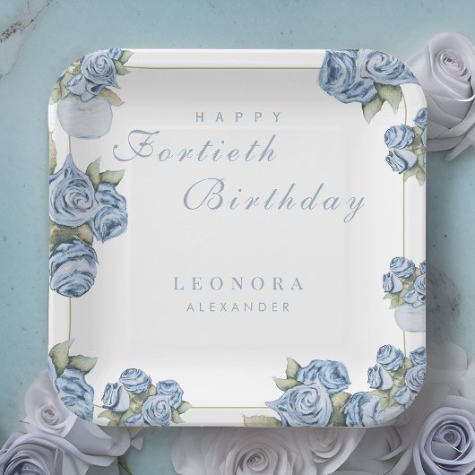 Rose JEDER Meilenstein Blumengestein Geburtstag Pappteller