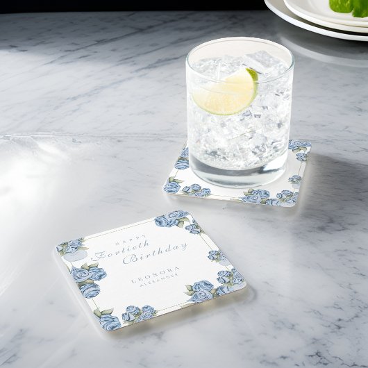 Rose JEDER Meilenstein Blumengestein Geburtstag Rechteckiger Pappuntersetzer