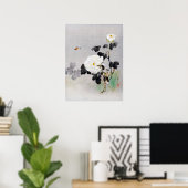 Rose, Junger Vogel und Schmetterling, Watanabe Sei Poster (Heimbüro)