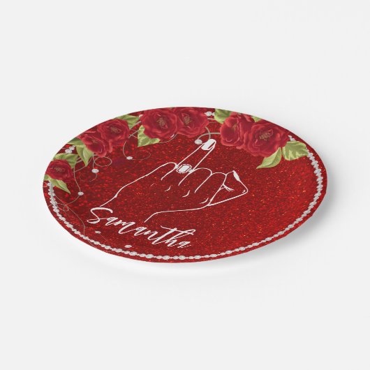 Rose Junggeselinnen-Abschied | BRAUTPARTY Pappteller (Schrägansicht)