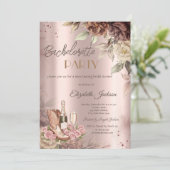 Rose Junggeselinnen-Abschied Einladung (Stehend Vorderseite)