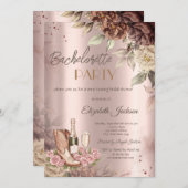 Rose Junggeselinnen-Abschied Einladung (Vorne/Hinten)