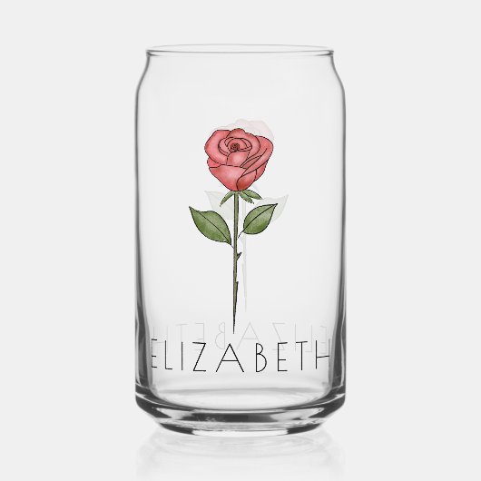 ROSE Juni Geburtshaus Blume Individuelle Name Dosenglas (Vorderseite)