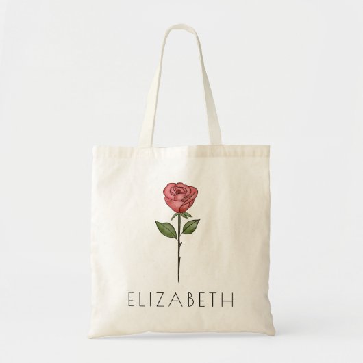 ROSE Juni Geburtshaus Blume Individuelle Name Tragetasche (Vorne)