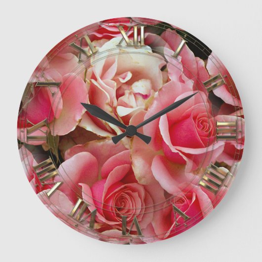 Rose Juxtapose Große Wanduhr (Vorderseite)