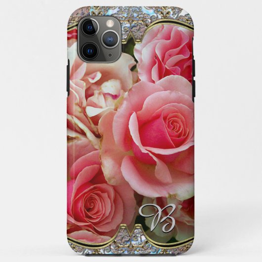Rose Juxtapose Monogramm Case-Mate iPhone Hülle (Rückseite)