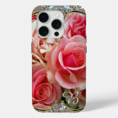 Rose Juxtapose Monogramm Case-Mate iPhone Hülle (Rückseite)