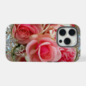 Rose Juxtapose Monogramm iPhone Hülle (Rückseite (Horizontal))