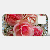 Rose Juxtasie-Monogramm Case-Mate iPhone Hülle (Rückseite (Horizontal))